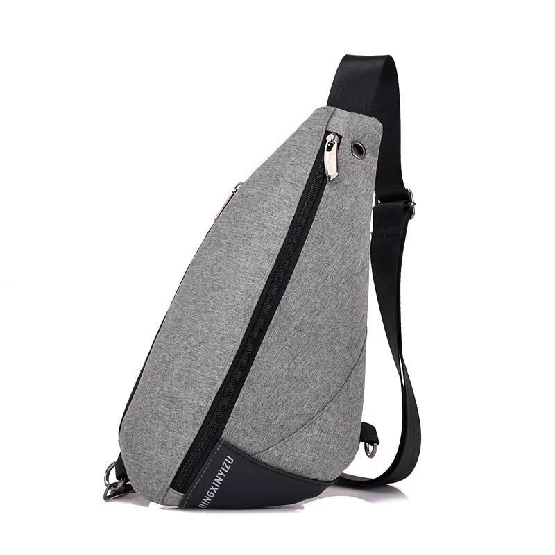 

New Small Casual Men Chest Bag Pack Daily Adjusted Strap Crossbody Bags Man Business Sling Messenger Triangle Shoulder Bag Grey