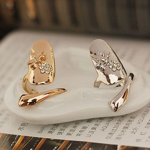 Горячее предложение! Модное женское кольцо для ногтей с кристаллами и цветком