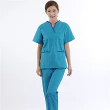 Для женщин костюм медика комплекты медсестры Больничная форма стоматологическая клиника Красота салон медицинская Униформа с короткими рукавами Спецодежда Slim Fit 2008