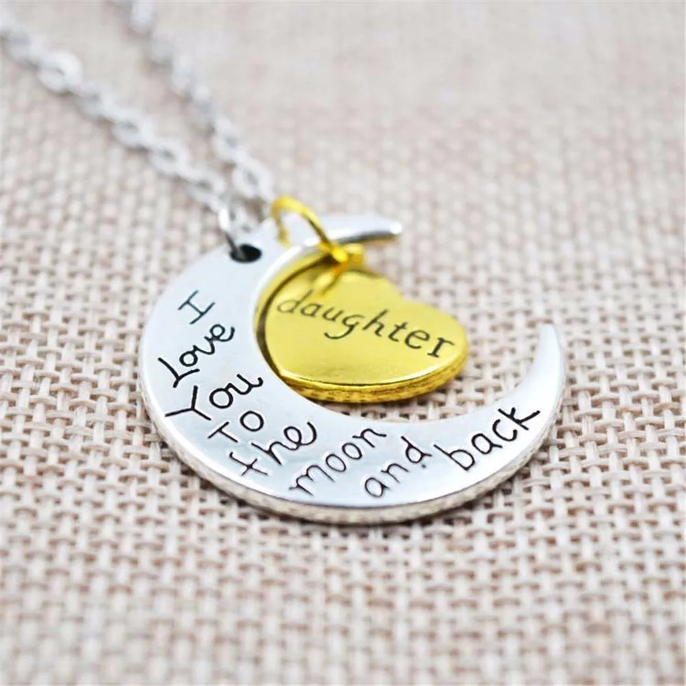 Ожерелье серебряного цвета с надписью I Love You To The Moon And Back|moon and back|fashion necklacenecklace fashion
