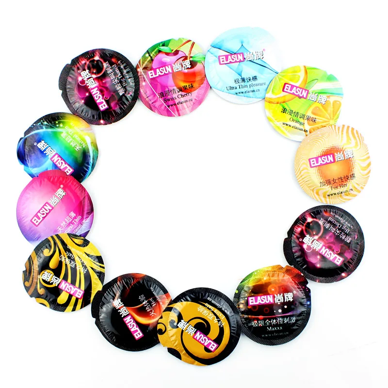 ELASUN 50 Pieces High-quality Ultra-thin Condoms for Men Lubricated Male Condom 8 Kinds of Taste Sex Toys for Men and Couples