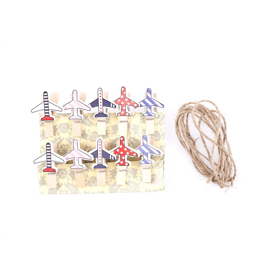 

10PCS/Lot Cartoon Plane Wooden Clip Clothes Peg Photo Paper Craft DIY Clips Clothespin Craft Clips Party Decoration 3.5*0.7cm