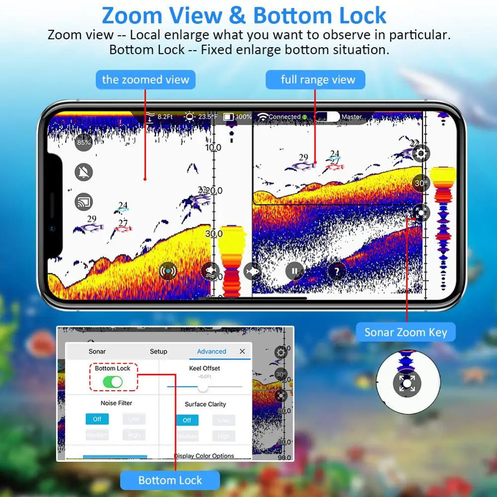 Eyoyo E1 беспроводной Bluetooth умный эхолот для iOS и Android эхолот приложение для обнаружения морской рыбы