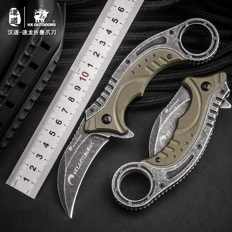 

HX OUTDOORS 9Cr18Mov Karambit Folding Knife Steel+K10 Handle Utility Tactical Rescus Claw Knives Camping Hunting EDC Knife Tool