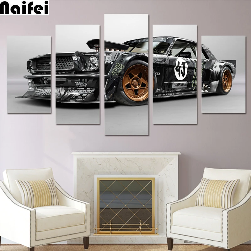 

5D DIY Diamond Painting Handicraft Cross Stitch 5 Pieces sport run Car Full Square/round Diamond Embroidery home Decor