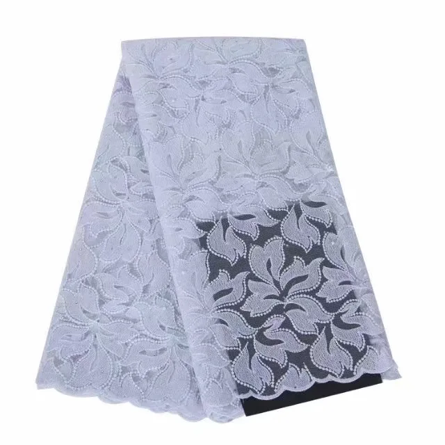 

2018 High Quality African Lace Fabric Pure White French Net Embroidery Tulle Lace Fabric For Nigerian Wedding Party Dress