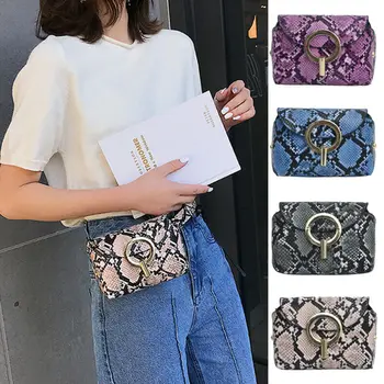 

Fahion Hot Serpentine Print Women Waist Pack Zipper Large Capacity Wild Small Bag Snake Skin Belt New