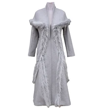 Модное шерстяное Женское пальто, осенне-зимние удлиненные шерстяные куртки с мехом, женские элегантные шерстяные пальто больших размеров 2382
