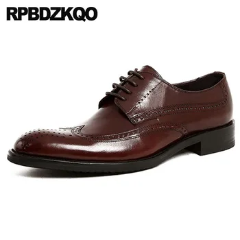 

Derby Brand Pointed Toe Italian Brogue Men Formal Wedding Shoes Office Wingtip Runway Dress Spring Handmade Oxfords Brown Black