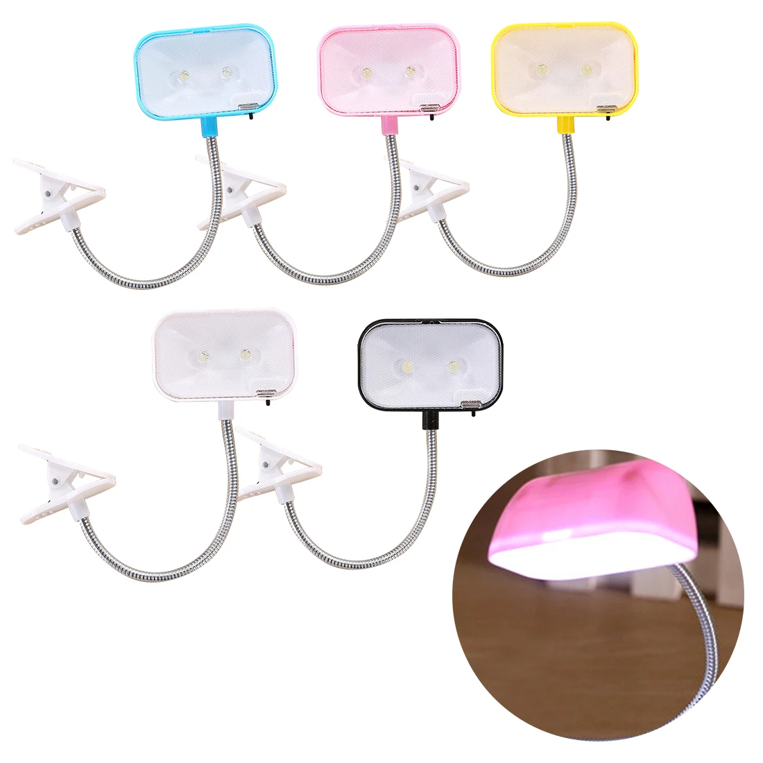 

1pc Eye Protection LED Reading Light LED Book Lamp 5 Colors Flexible Originality Clip-on Night Book Light For Readers