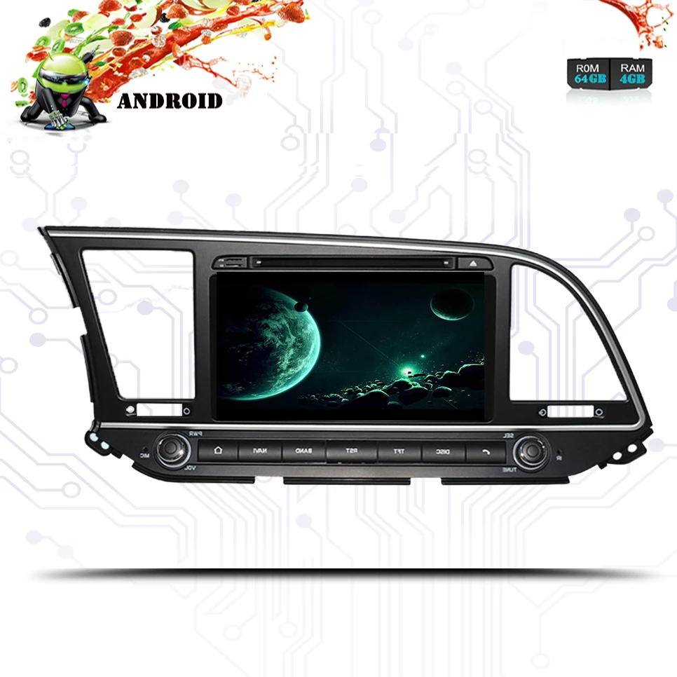 Discount Autoradio 4GB ram+64GB rom Android 9.0 car dvd player for Hyundai Elantra 2016 2017 2018 multimedia radio gps Car PC CD SD DVD 2
