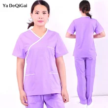Медицинский костюм женский с коротким рукавом скраб стоматологический pet летний операционный номер хирургическое платье рубашка+ брюки униформа для женщин скрабы