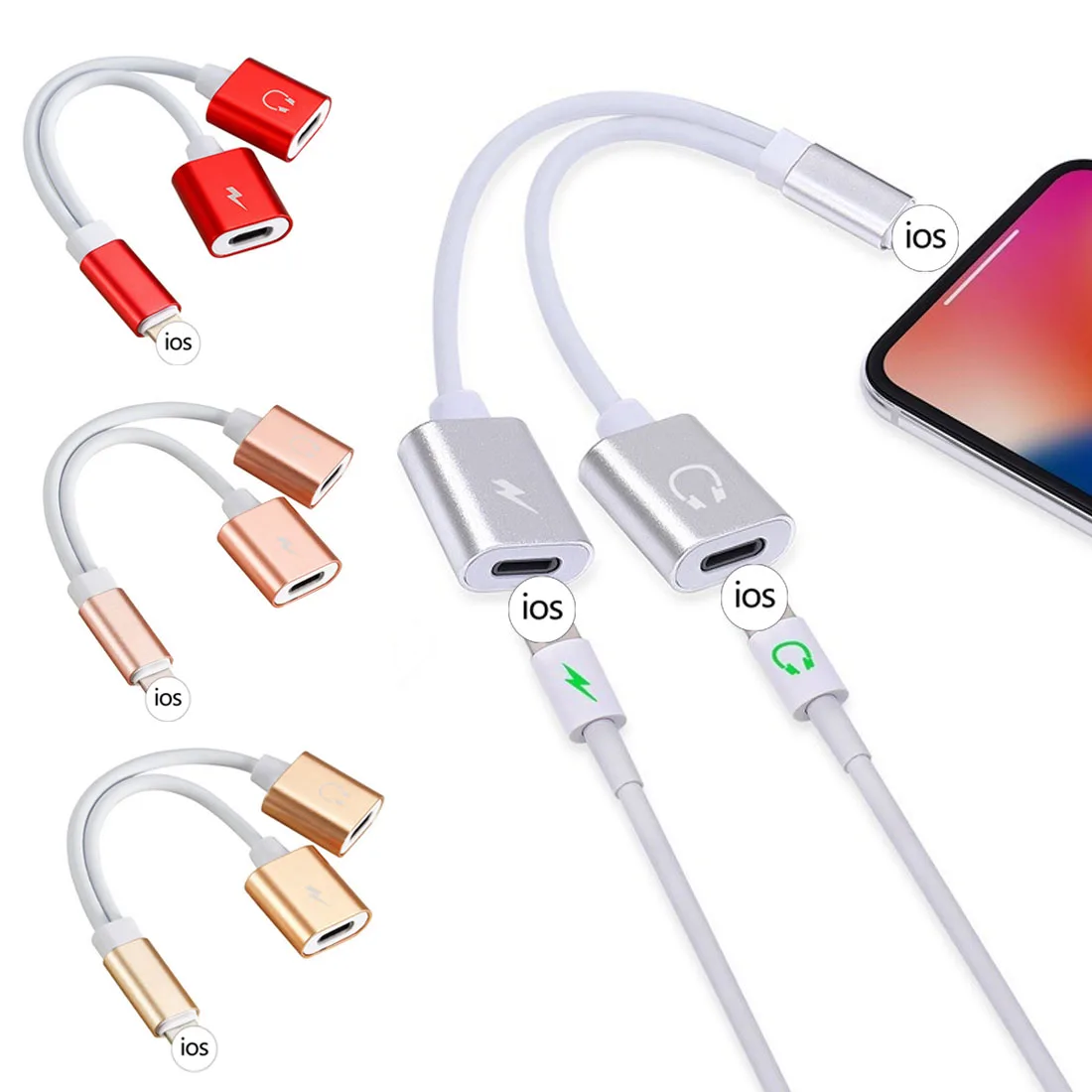 Goedkoop Hoge Kwaliteit Adapter Voor Lightning Charger Adapter Audio Charger Oortelefoon Jack Kabel Voor iPhone X 10 8 7 Plus Ondersteuning iOS 11 12