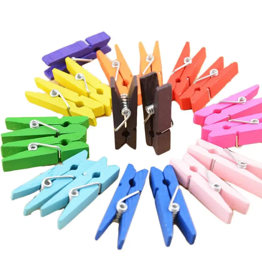 

Mosunx Business 50PCS Color Wood Clothespin Clips Note Pegs Mixed For Photo Paper Clothes