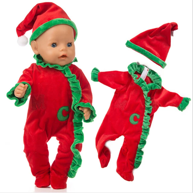 Christmas Jumpsuits Set Doll clothes Wear for 43cm Baby Doll clothesin
