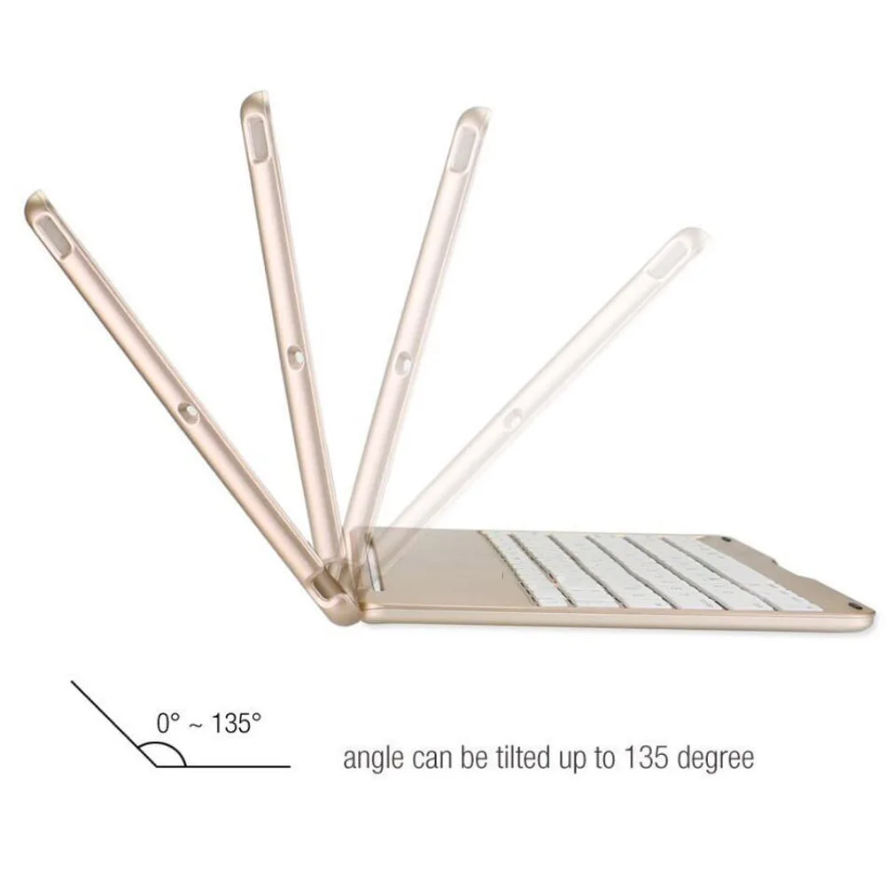  Aluminum Alloy Wireless Bluetooth Keyboard with Flip PC Case Cover for Apple iPad 9.7 2017 2018 A18