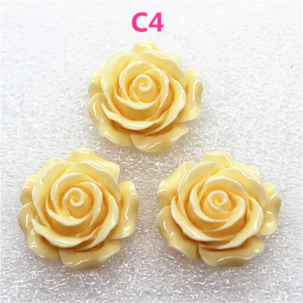 10pcs 28mm Resin Camellia Flower Flatback Cabochon DIY Scrapbooking Decorative Craft Making,15 Colors to Choose 