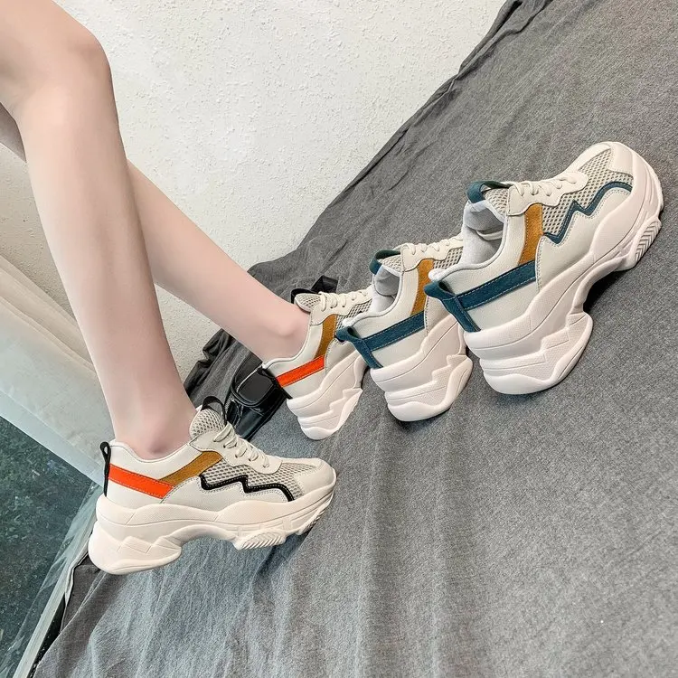 

2019 Spring Women Casual Shoes Mesh Platform Chunky Shoes Woman Sneakers Comfortable Ladies Trainers Female Footwear