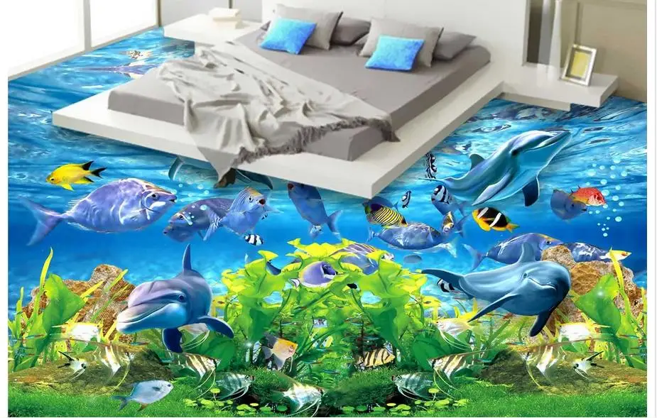 

3d wallpaper custom 3d wall floor painting wallpaper Super clear sea world 3 d floor room photo floor wallpaer