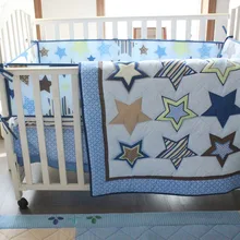 Промо-акция! Набор постельных принадлежностей для детской кроватки с вышивкой, 4 шт., бампер для кроватки jogo de cama, включает в себя(бампер+ пододеяльник+ покрывало+ юбка для кровати