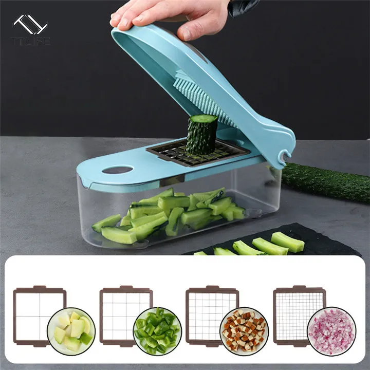 

TTLIFE Multifunction 8 In 1 Food Vegetable Salad Fruit Peeler Cutter Slicer Dicer Onion Food Chopper with Container Kitchen Tool