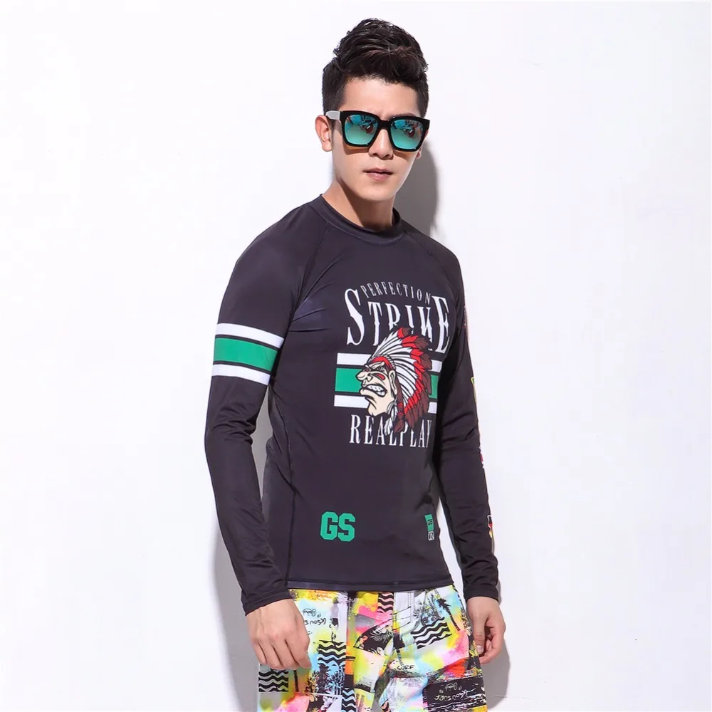 Long Sleeve Summer Rash Guard Surfing Swim Shirt Men Slim Weisuit Tops