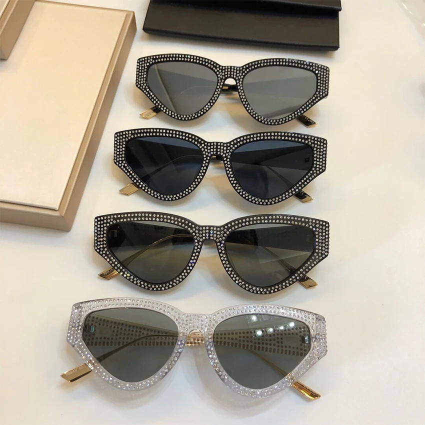 Роскошные женские солнцезащитные очки "кошачий глаз" с кристаллами и бриллиантами, брендовые дизайнерские солнцезащитные очки в блестящей оправе, Винтажные Солнцезащитные очки, модный стиль, UV400