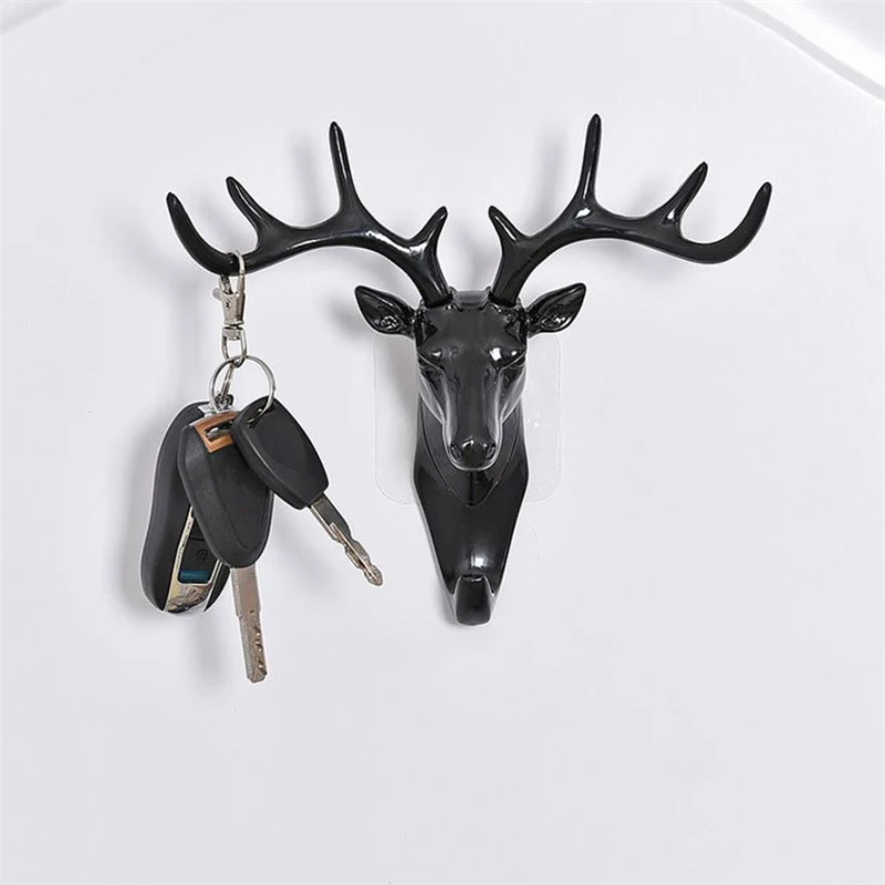 

Doreen Box 18.5x17cm Creative Deer Head Hooks Keys Jewelry Bags Clothes Hanging Holders Door Wall Decoration Hook Storage Shelf