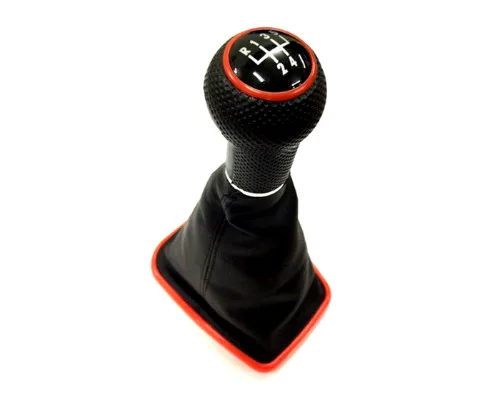 

Gear Knob & Shift Boot (Red Frame & Black Stitching Boot) for Golf MK4 / Jetta / Bora MK4