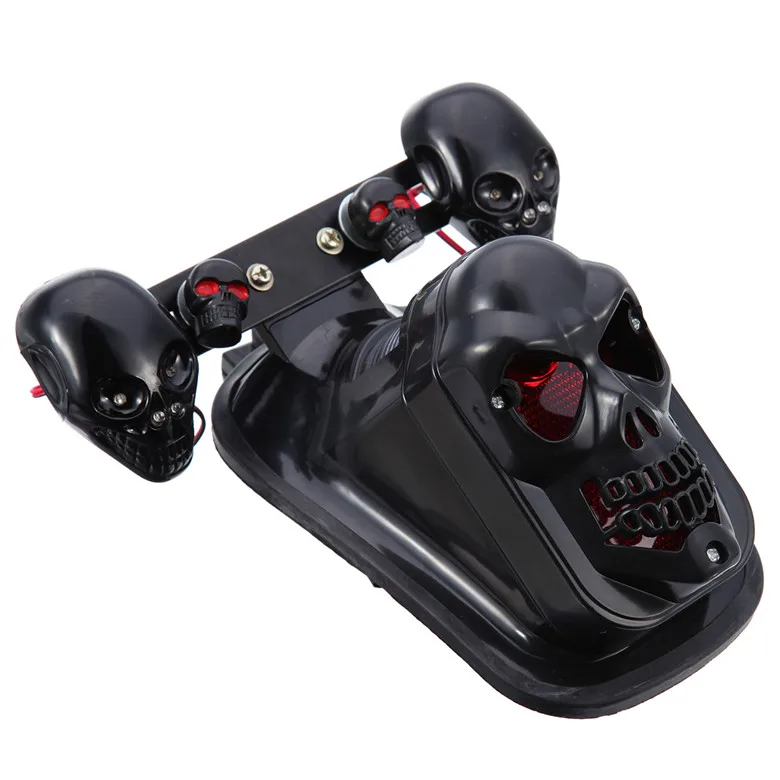 Универсальный черный хром мотоциклетный череп поворотник задний тормозной задний светильник для Harley для Honda Для Yamaha для Suzuki
