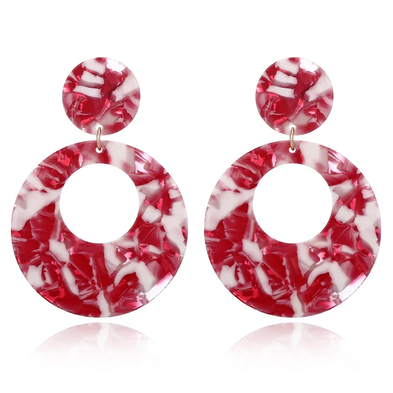 New Trendy Resin Geometry Earrings Vintage Acrylic Big Round Drop