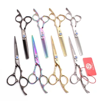 

2Pcs 5.5In. 16cm 440C Purple Dragon Haircut Set Barber Scissors Thinning Scissors Cutting Shears Plum Handle Hair Scissors Z9002