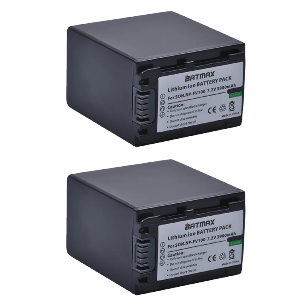 Аккумуляторы для камер 2 шт. 3900 мАч NP-FV100 NP FV100 NPFV100 SONY FDR-AX100E AX100E HDR XR550E XR350E CX550E CX350E |