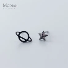 Modian Модные полые таинственные серьги планета очаровательные милые Настоящее серебро 925 проба черные звезды серьги гвоздики для женщин ювелирные изделия