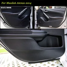 Teeze 4 шт. в партии, новая внутреннее покрытие из углеродного волокна двери боковые стекла с закругленными краями и защитой от kick с защитой от проколов Стикеры для Mazda Atenza Mazda6