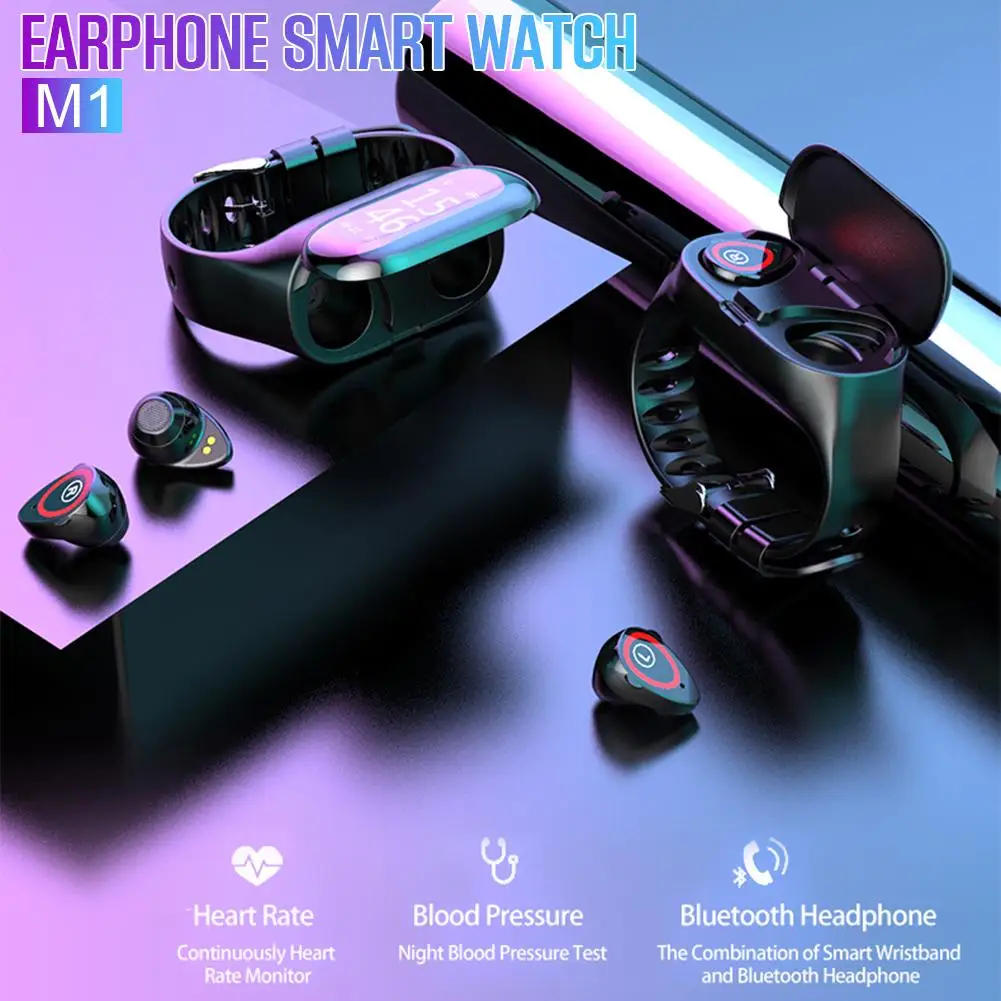 

M1 Newest Smart Watch With Bluetooth Earphone Heart Rate Monitor Smart Wristband Fitness Tracker Men And Women Sports Watch