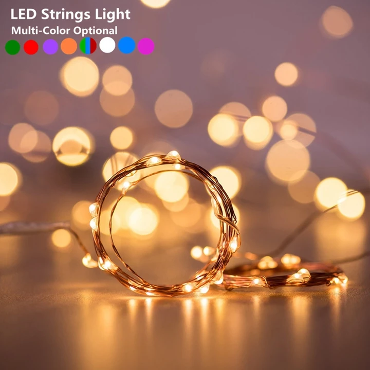 LED Bande de lumière de Corde Argent Fil Fée blanc chaud Guirlande Maison De Noce de Noël Décoration Alimenté par Batterie USB 1 -10 m