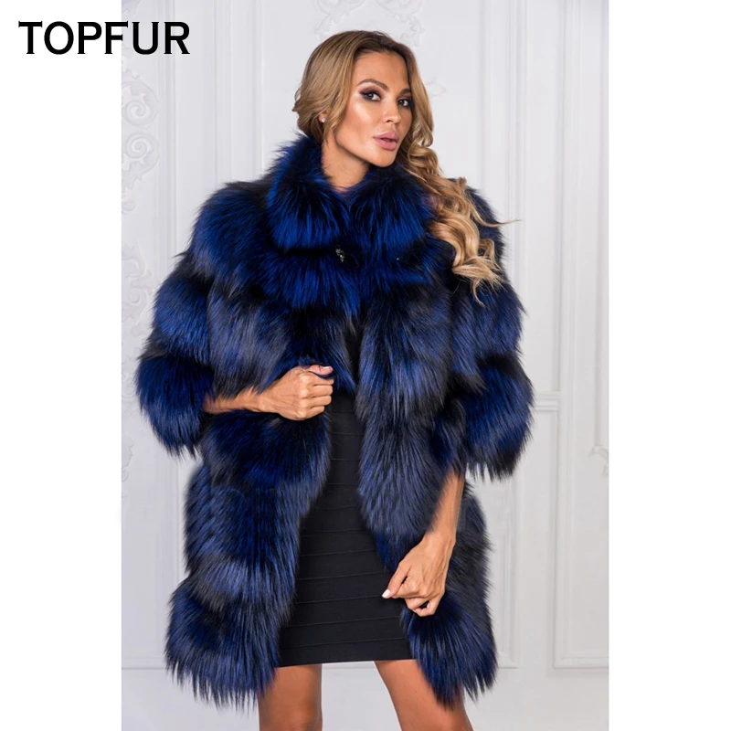 TOPFUR Luxury New Real Fox Fur Coat For Women Winter Natural Silver Fox Fur Jacket With Fur Collar Fashion Real Fox Fur Coat TOPFUR Luxury New Real Fox Fur Coat For Women Winter Natural Silver Fox Fur Jacket With Fur Collar Fashion Real Fox Fur Coat