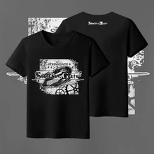 Steins Gate унисекс футболка аниме Лето молочного шелка Футболка Модные Повседневное короткий рукав тройник топы Цвет черный