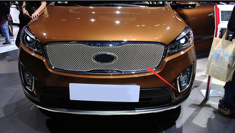 Автомобилей Стайлинг Fit для Kia Sorento 2013- 1 шт. высокого качества нержавеющая сталь металлическая передняя Центр Решетка Гриль Крышка отделкой