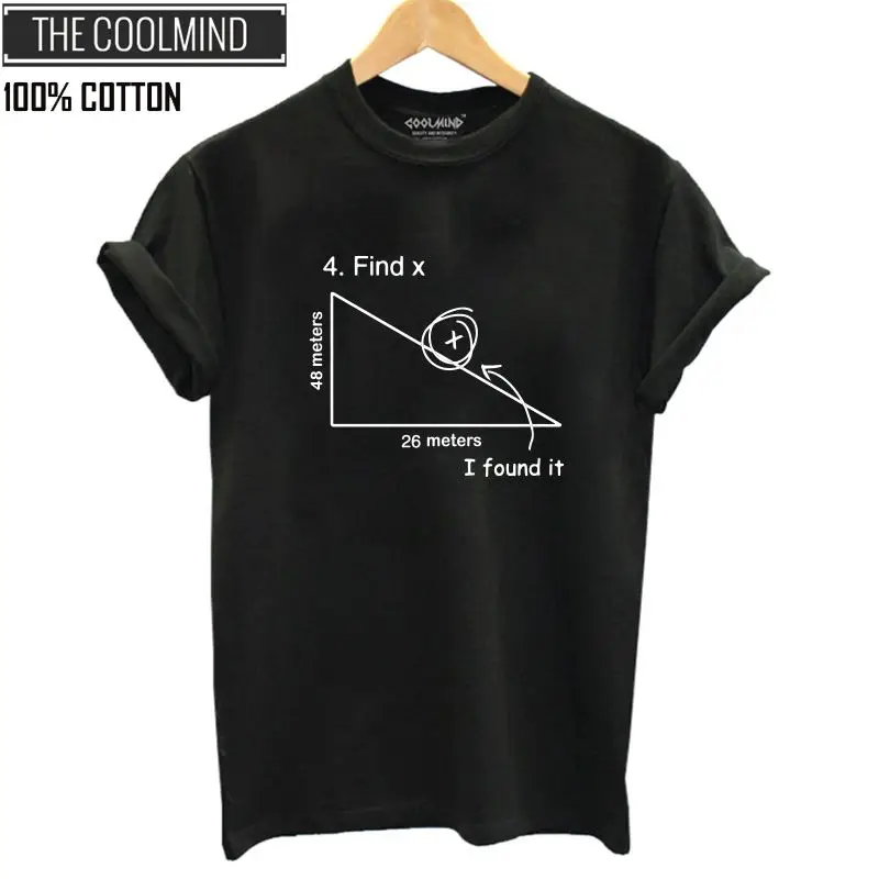 COOLMIND QI0213B, Хлопковая женская футболка с круглым вырезом и математическим принтом, Повседневная летняя крутая футболка, Женская свободная футболка большого размера, футболки