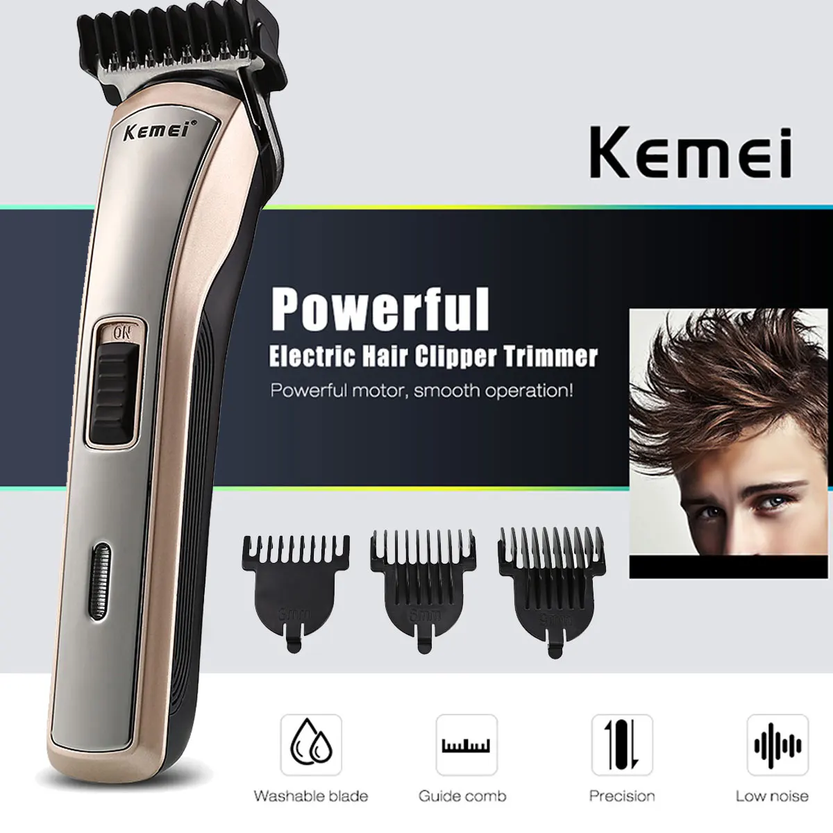 Kemei профессиональная машинка для стрижки волос 100 v-240 V с турбонаддувом перезаряжаемая электрическая машинка для стрижки волос ectric Cutter машина для стрижки волос