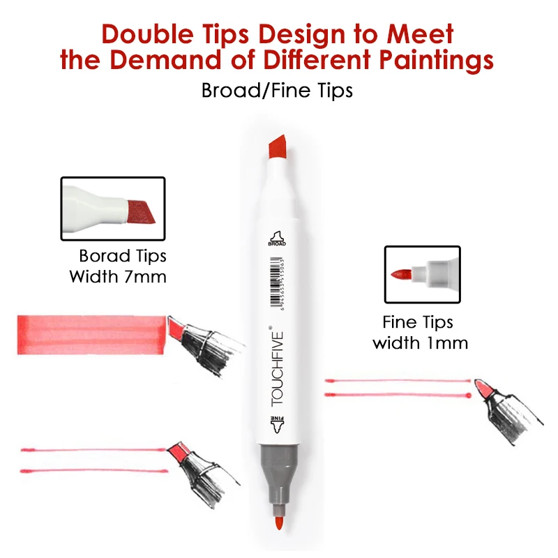 TOUCHNEW 168 цветные маркеры для рисования, двойной эскиз, художественные маркеры, принадлежности для художественных ручек, двухглавый графический маркер, набор ручек