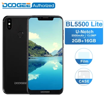 

DOOGEE BL5500 Lite U-Notch Smartphone Android 8.1 6.19 inch MTK6739 Quad Core 2GB RAM 16GB ROM 5500mAh Dual SIM 13.0MP