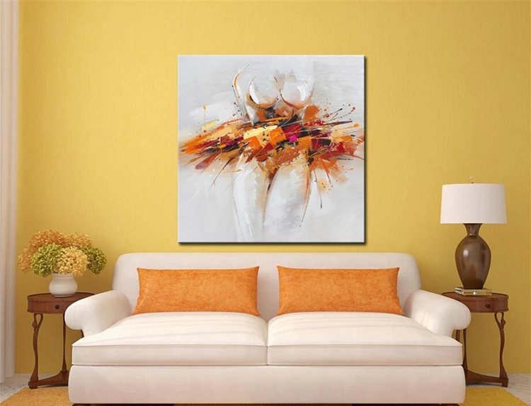 Hand Painted Modern Abstract Oil Painting on Canvas Wall Art for Living Room Decor Sexy Girl Picture Dropshipping | Дом и сад