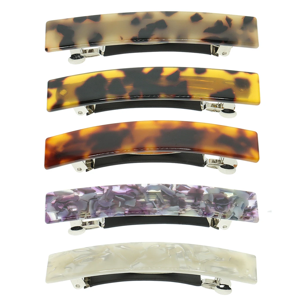 

French Style Acetate Leopard Spring Automatic Barrette Hair Clips Pins Hair Jewelry