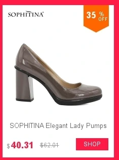 SOPHITINA/Офисная женская обувь на высоком и толстом каблуке; Элегантные летние туфли с круглым носком с перфорациями; Туфли-лодочки из лакированной кожи бежевого цвета; Обувь для женщин на толстой подошве; D28