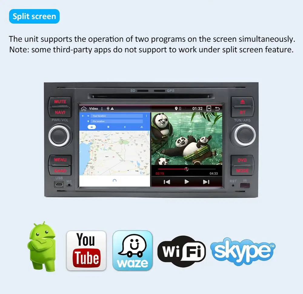 Discount Android 9.0 Octa core Two Din 7 Inch Car DVD Player For Ford/Mondeo/Focus/Transit/C-MAX/S-MAX/Fiesta RAM 2G GPS Navigation Radio 4