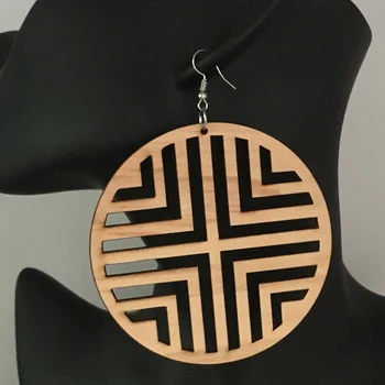 

3 inch Laser cut Round wooden earrings