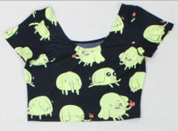 

X-399 New 2015 Black Adventure Time Print Reversible Crop Top Clubwear CARTOON PRINTED